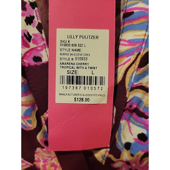 NWT Lilly Pulitzer Norris Dress Amarena Cherry Tropical With Twist Size Large - Picture 4 of 8